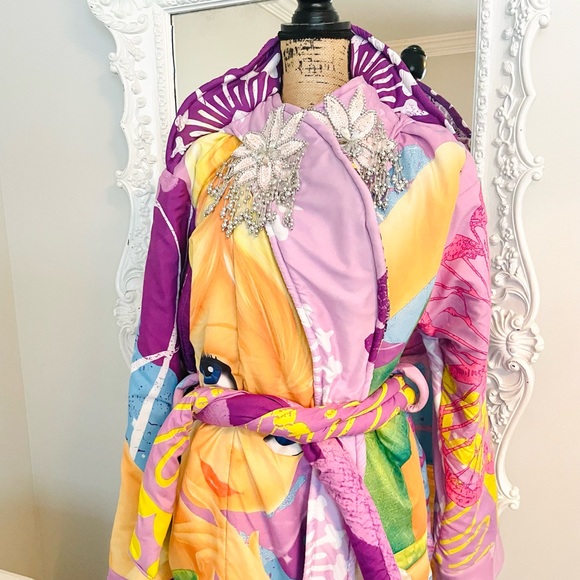 SALE TINKERBELL Neverland Handmade Reconstructed Comforter Belted Jacket - Picture 3 of 8